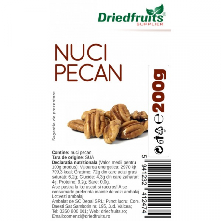 FOOD SEMINȚE- OLEAGINOASE - DEP NUCI PECAN 200G