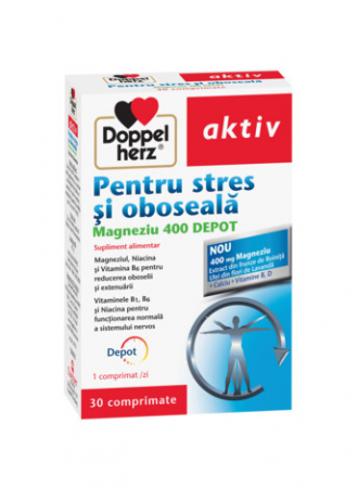 SUPLIMENTE VITAMINE ȘI MINERALE - DOPPEL AKTIV MAGNEZIU 400 PENTRU STRES SI OBOSEALA 30 CP