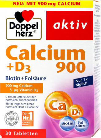 SUPLIMENTE VITAMINE ȘI MINERALE - DOPPEL CALCIUM 900MG BIOTINA+ACID FOLIC 30 TB