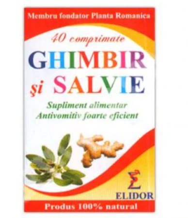 SUPLIMENTE STOMAC- DIGESTIE- COLON - ELIDOR GHIMBIR +SALVIE 40CP