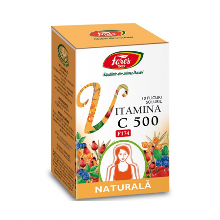 SUPLIMENTE VITAMINE ȘI MINERALE - FARES VITAMINA C 500 NAT SOLUBILA 10DZ