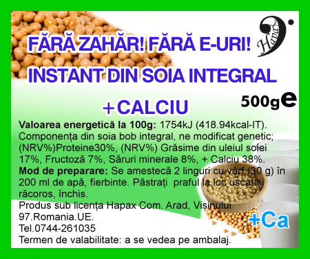 FOOD - HAPAX LAPTE INSTANT SOIA INTEGRAL CU CALCIU 500G