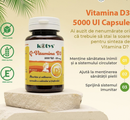 SUPLIMENTE VITAMINE ȘI MINERALE - KOTYS Q-VITAMINA D3 5000 UI 60cps
