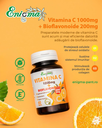 SUPLIMENTE VITAMINE ȘI MINERALE - KOTYS VITAMINA C 1000 MG 200 MG BIOFLAVONOIDE 60 TB