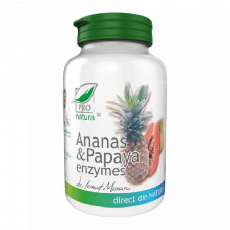 SUPLIMENTE STOMAC- DIGESTIE- COLON - MEDICA ANANAS&PAPAYA ENZYMES 60 CPR