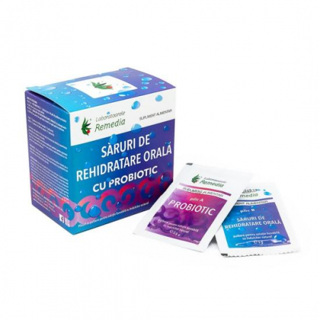 SUPLIMENTE VITAMINE ȘI MINERALE - REM SARURI REHIDRATARE ORALA CU PROBIOTIC 10+10 PLIC