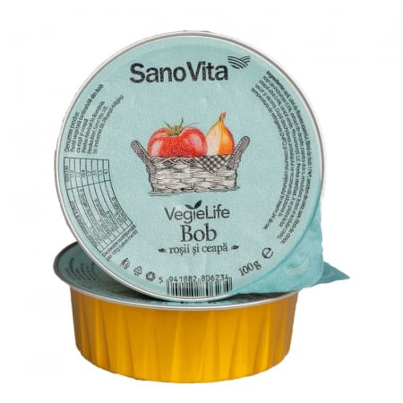 FOOD - SANO PASTA VEGETALA DIN BOB CU ROSII SI CEAPA 100G