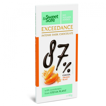 FOOD - SLY CIOCOLATA AMARUIE 87% CU PORTOCALE INDULCITA CU STEVIE 90G