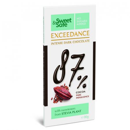 FOOD - SLY CIOCOLATA INTENS AMARUIE 87%  INDULCITA CU STEVIE 90G