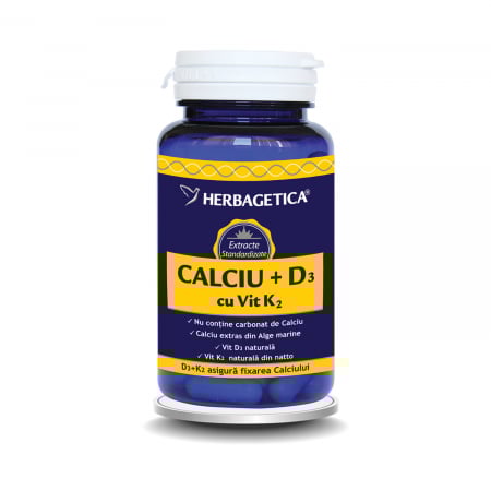 SUPLIMENTE VITAMINE ȘI MINERALE - VITALIA CALCIU +D3 +K2 60CP