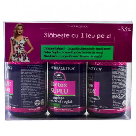 SUPLIMENTE SLĂBIRE - VITALIA CICOARE +DETOX SUPLU +ALOE 60CP