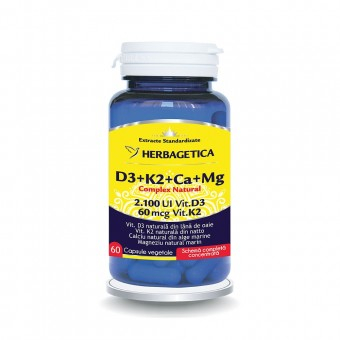 SUPLIMENTE VITAMINE ȘI MINERALE - VITALIA DETRIX COMPLEX NAT D3-K2-CA-MG 60+60CP (-50%LA AL DOILEA)