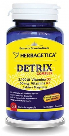 SUPLIMENTE VITAMINE ȘI MINERALE - VITALIA DETRIX COMPLEX NAT D3-K2-CA-MG 60CP