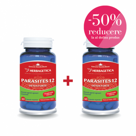 SUPLIMENTE DETOXIFIERE ANTIPARAZITARE - VITALIA PARASITES 12 DETOX FORTE 60CP+60CP- 50% LA AL DOILEA
