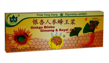 SUPLIMENTE TONICE - YK FIOLE GINKGO + GINSENG + ROYAL JELY