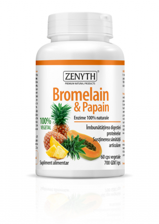 SUPLIMENTE STOMAC- DIGESTIE- COLON - ZENYTH BROMELAIN & PAPAIN 60 CPS