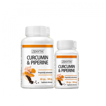 SUPLIMENTE ARTICULATII ANTIINFLAMATOARE - ZENYTH CURCUMIN & PIPERINE 500MG 60 CPS/60+30 CPS