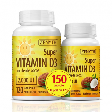 SUPLIMENTE VITAMINE ȘI MINERALE - ZENYTH SUPER VITAMINA D3 2000UI 120CP/120+30