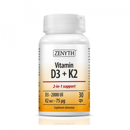 SUPLIMENTE VITAMINE ȘI MINERALE - ZENYTH VITAMINA D3+K2 30 CPS