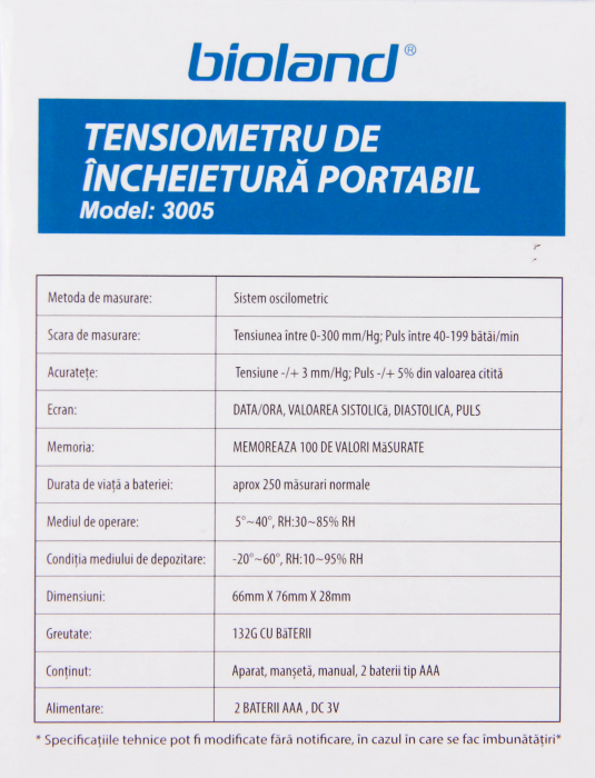 Tensiometru Electronic de Incheietura Mana, BIOLAND 3005 [3]