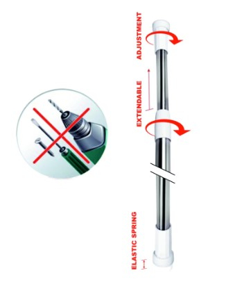 Bara pentru perdea dus, aluminiu, telescopica, crom [3]