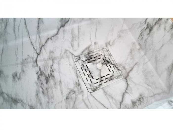 Chiuveta de bucatarie din inox 75x46cm, o cuva + sifon cu preaplin si decantor,  inox Marble White, montaj pe blat [3]