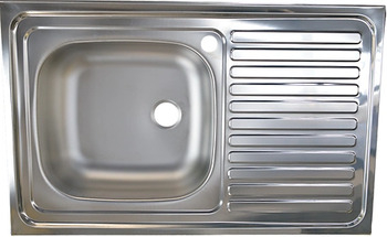 Chiuveta de bucatarie Doruq 1402, cuva pe stanga, 50 x 80 cm, 0.4 + sifon cu preaplin inox Ø40 [1]