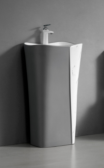 Lavoar stativ freestanding 46 x 36 x 85 cm finisaj gri mat și marmură P3202MG [2]