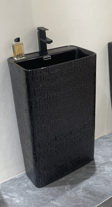 Lavoar stativ freestanding, 46x36x84 cm glazură neagră artizanală P3201CR5 [4]