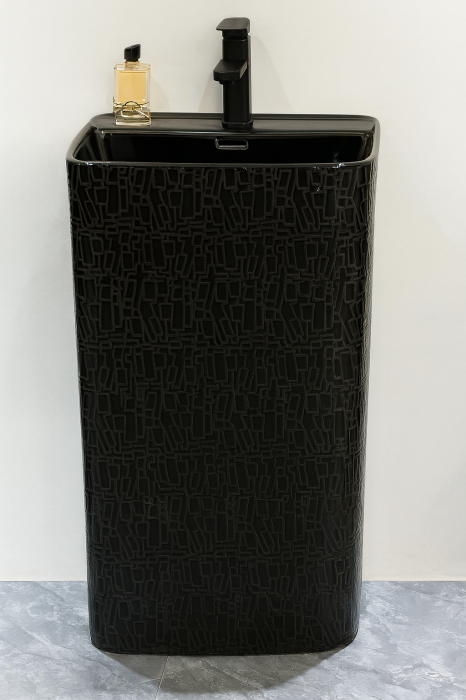 Lavoar stativ freestanding, 46x36x84 cm glazură neagră artizanală P3201CR5 [1]