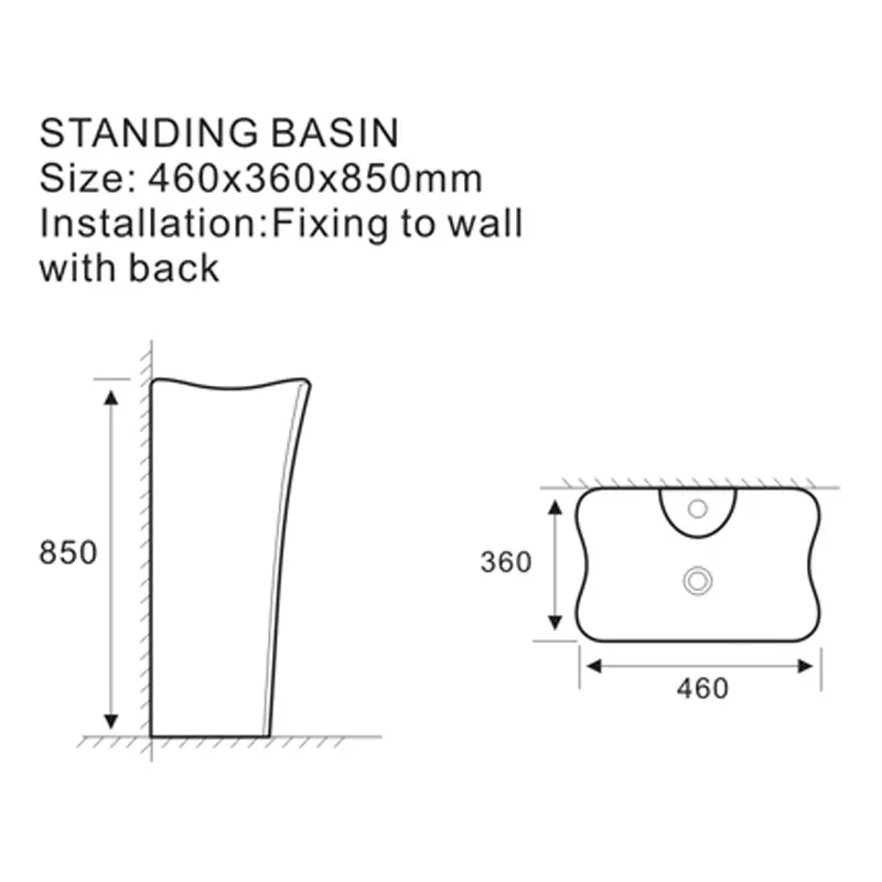 Lavoar stativ freestanding, 46x36x85 cm negru/auriu P3202BG [4]