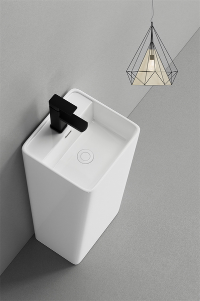 Lavoar stativ, freestanding, alb lucios, ceramica sanitara, 36 x 33 x 83 cm, gaura baterie P3213 [3]