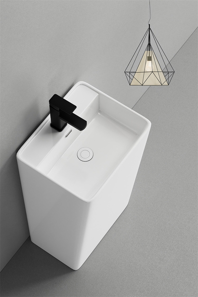 Lavoar stativ, freestanding, alb lucios, ceramica sanitara, 46 x 36 x 84 cm, gaura baterie P3201 [2]
