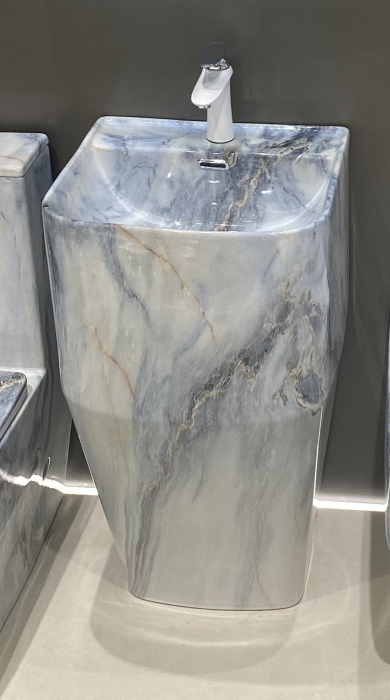 Lavoar stativ freestanding, ceramică sanitară, finisaj alb-gri-albastrui 48 x 43 x 85 cm - P3133CW72 [1]