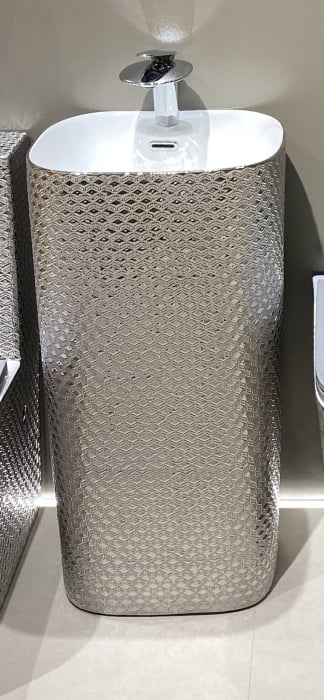 Lavoar stativ freestanding, ceramică sanitară, finisaj argintiu – 46 × 38 × 84 cm - P3214CR6S [1]