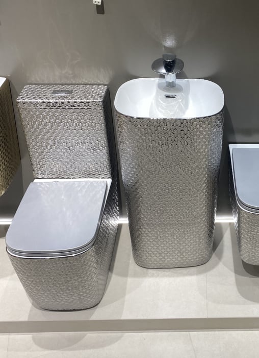 Lavoar stativ freestanding, ceramică sanitară, finisaj argintiu – 46 × 38 × 84 cm - P3214CR6S [5]