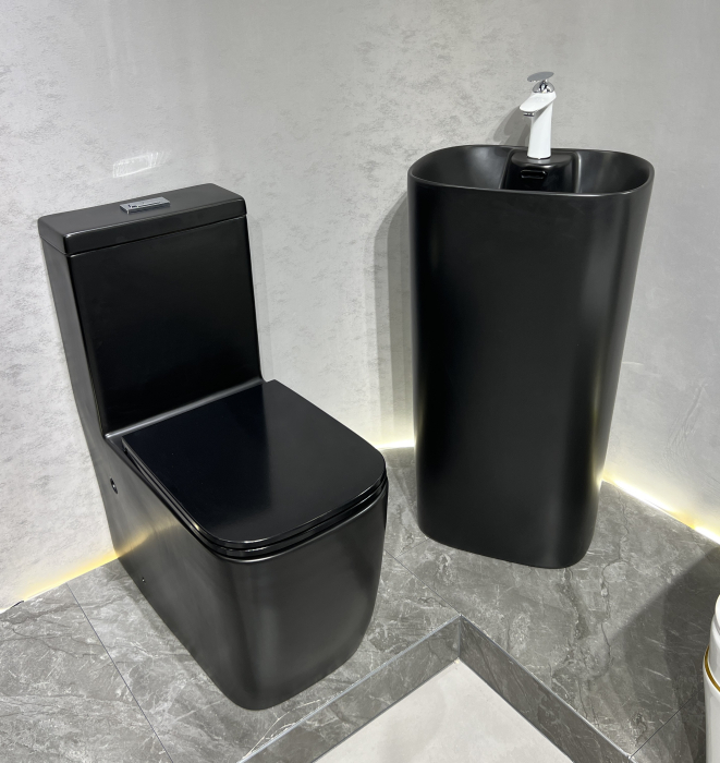 Lavoar stativ freestanding, ceramică sanitară, finisaj negru mat  46 x 38 x 84 cm P3214M5 [3]