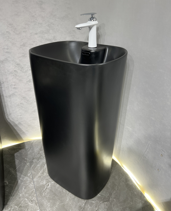 Lavoar stativ freestanding, ceramică sanitară, finisaj negru mat  46 x 38 x 84 cm P3214M5 [4]