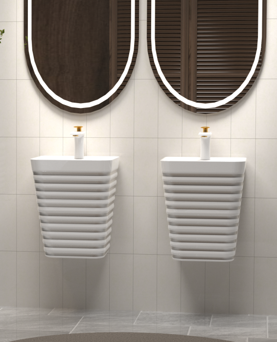 Lavoar suspendat, alb/gri, ceramica sanitara, 40 x 38 x 51 cm P179WS [2]