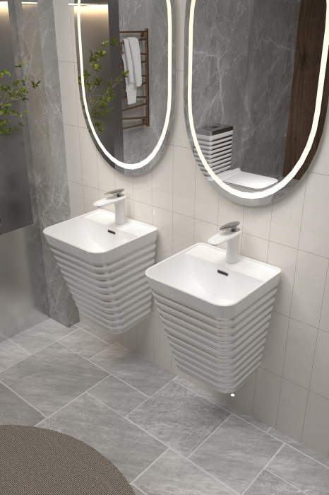 Lavoar suspendat, alb/gri, ceramica sanitara, 40 x 38 x 51 cm P179WS [1]