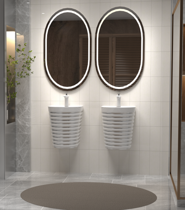 Lavoar suspendat, alb/gri lucios, ceramica sanitara, 40 x 40 x 45 cm, gaura baterie P126WS [2]