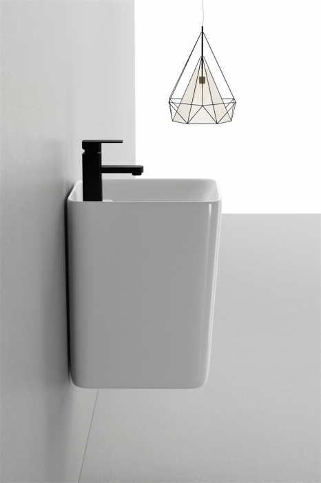 Lavoar suspendat, alb lucios, ceramica sanitara, 40 x 38 x 48 cm, gaura baterie P131 [2]