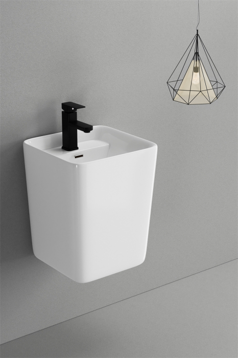 Lavoar suspendat, alb lucios, ceramica sanitara, 40 x 38 x 48 cm, gaura baterie P131 [1]