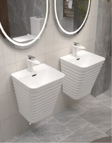Lavoar suspendat, alb lucios, ceramica sanitara, 40 x 38 x 51 cm, gaura baterie P179 [2]