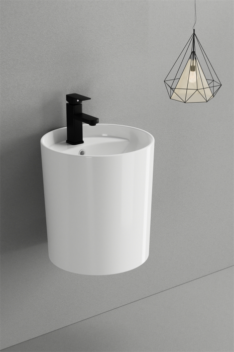 Lavoar Suspendat Rotund, Alb Lucios, Ceramică Sanitară  –  40 x 40 x 45 cm P125 [1]