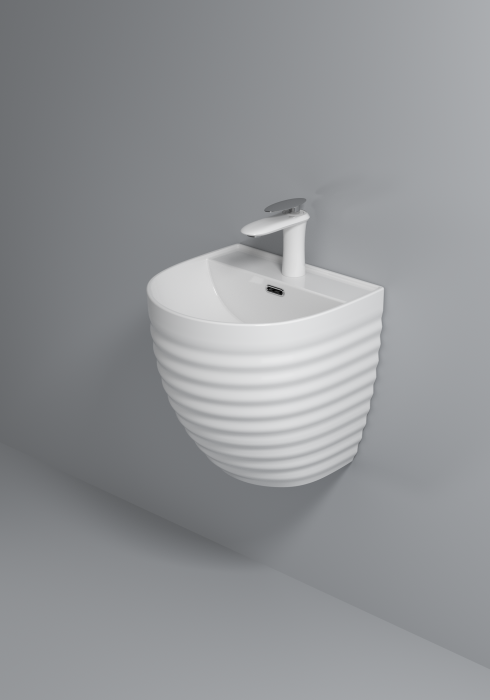 Lavoar suspendat, alb lucios, ceramica sanitara, 42 x 40 x 42 cm P127 [3]