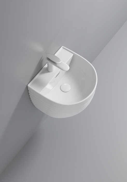 Lavoar suspendat, alb lucios, ceramica sanitara, 42 x 40 x 42 cm P127 [5]