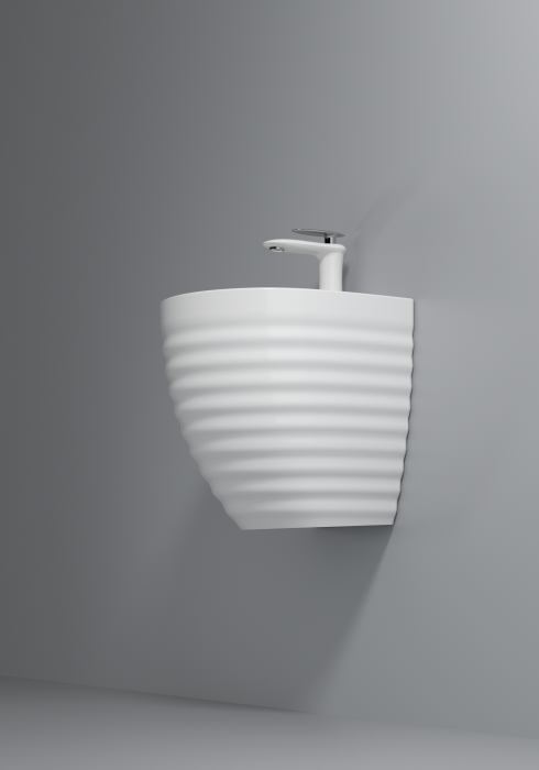 Lavoar suspendat, alb lucios, ceramica sanitara, 42 x 40 x 42 cm P127 [4]