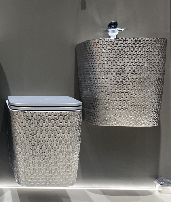 Lavoar suspendat, ceramică sanitară, finisaj argintiu - 40 × 38 × 45 cm - P124CR6S [5]