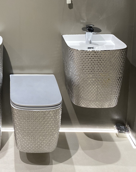 Lavoar suspendat, ceramică sanitară, finisaj argintiu - 40 × 38 × 45 cm - P124CR6S [4]